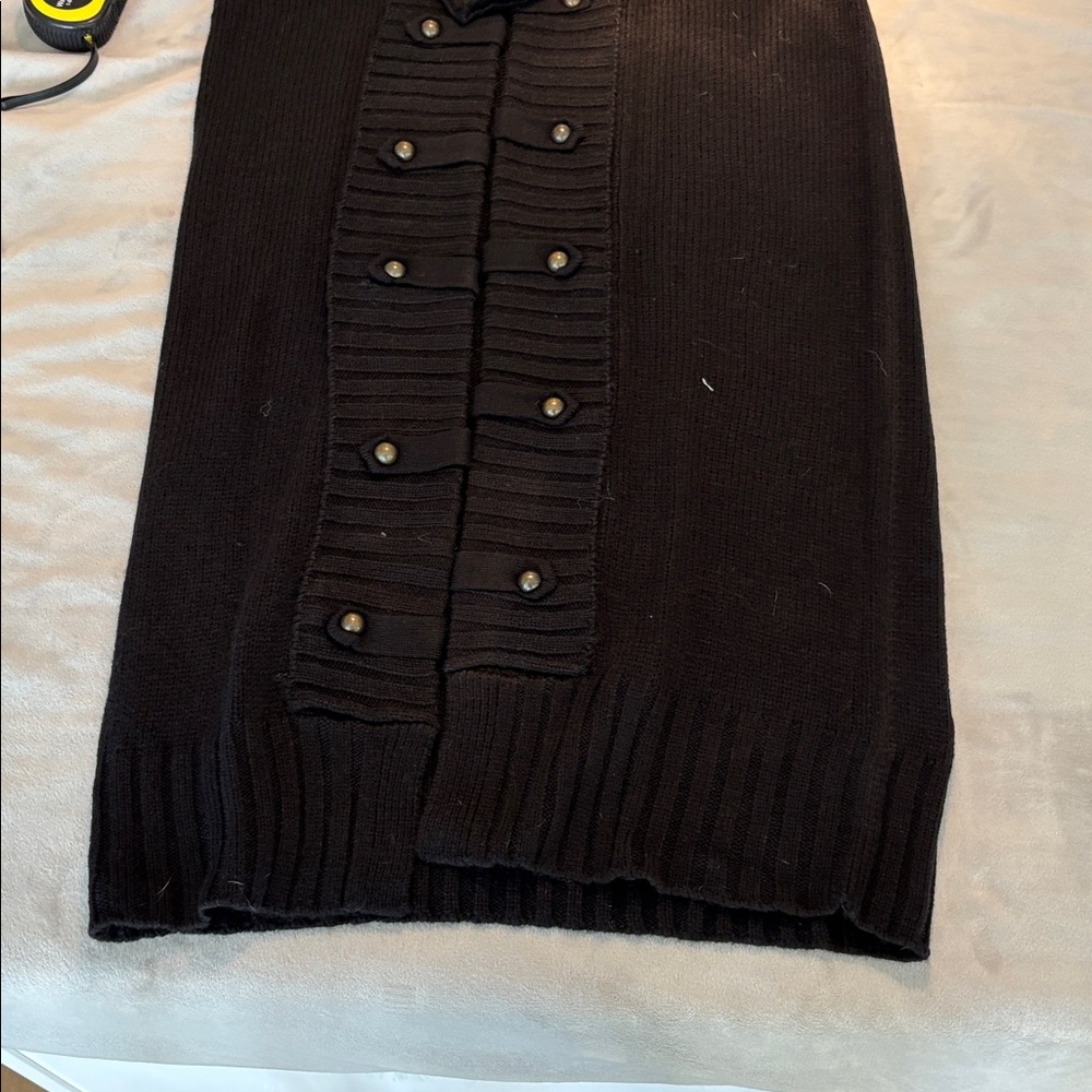 Black Button-Up Knit Sweater Coat - Picture 3 of 5